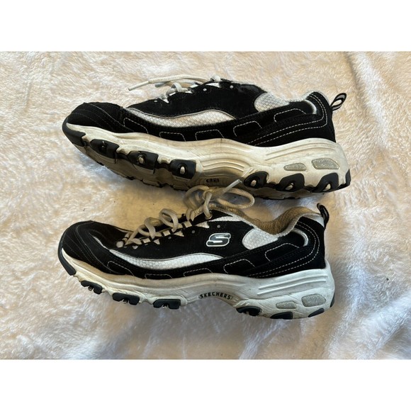 SKECHERS D’LITES COMFORT WALKING ATHLETIC SHOES WOMEN SIZE 7.5 BLACK WHITE - Picture 7 of 8